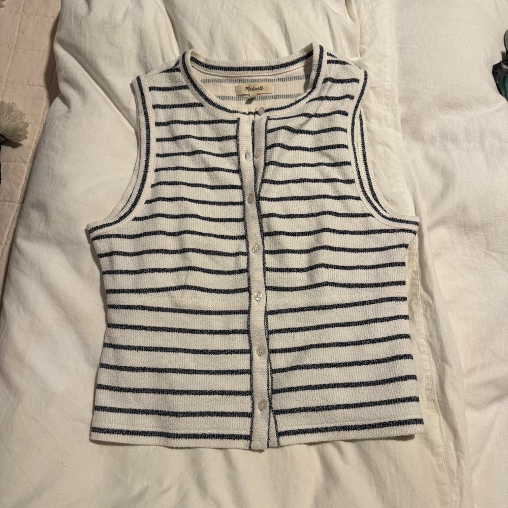 Madewell Striped Sleeveless Button-Up Top Size Medium